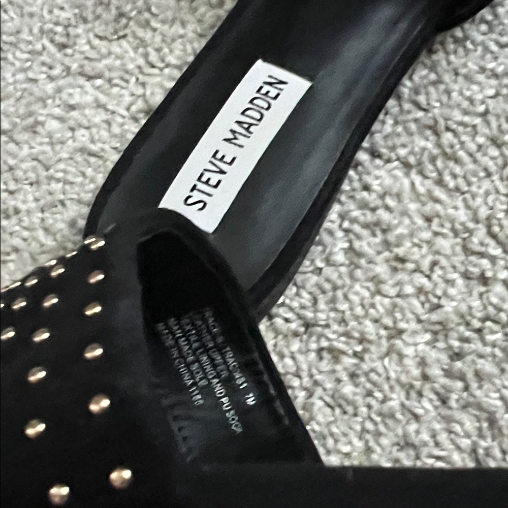 Steve Madden Black Studded Pointed Mule Flats - Picture 4 of 5